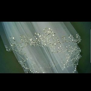 Sequin & Bead Edge Elbow length Wedding Veil